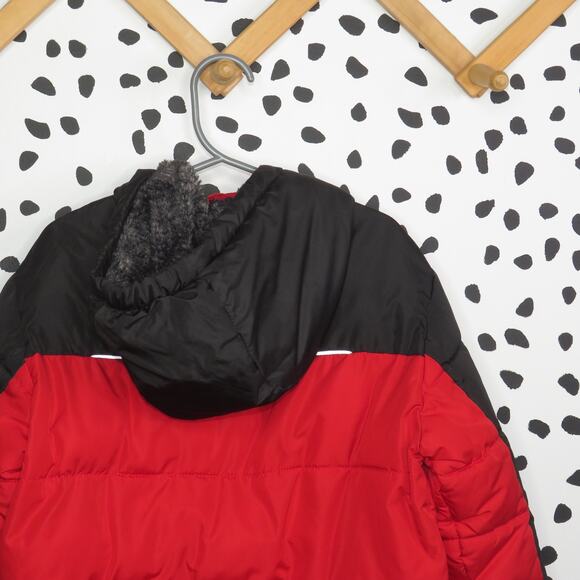 Wonder Nation Red and Black Boys Hooded Puffer Jacket - Picture 4 of 7